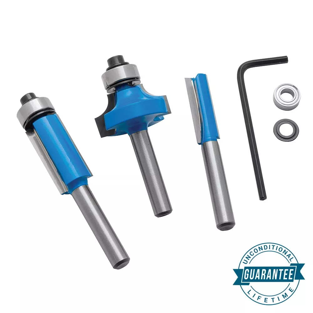 Rockler 3-Piece Router Bit Set, 1/4'' Shank