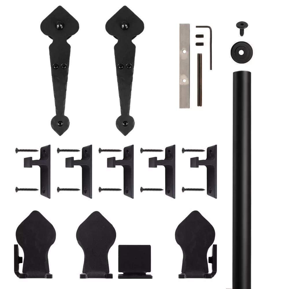 Rolling Barn Door Hardware Kit, Black, Spade (Hammered)