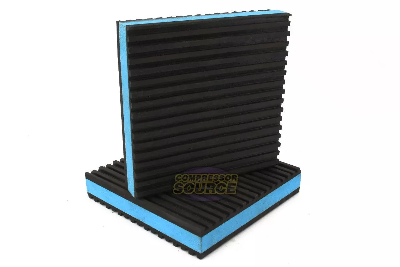 Set of 2 Industrial Anti Vibration Pads 4" x 4" x 7/8" Thick Blue Comp