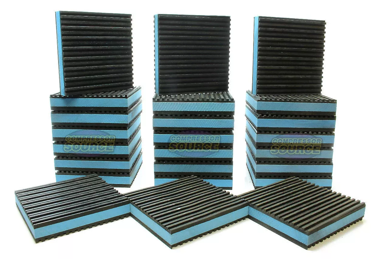 Set of 24 Industrial Anti Vibration Pads 4" x 4" x 7/8" Thick Blue Com