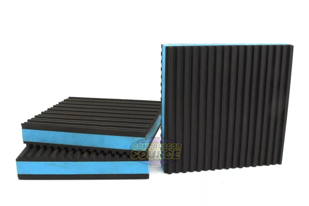 Set of 3 Industrial Anti Vibration Pads 4" x 4" x 7/8" Thick Blue Comp