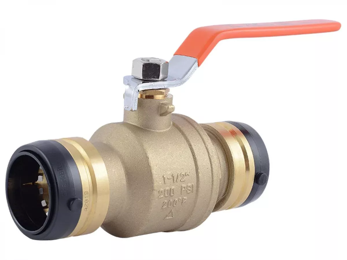 SharkBite UXLBV41 1-1/2" x 1-1/2" Brass Push Ball Valve