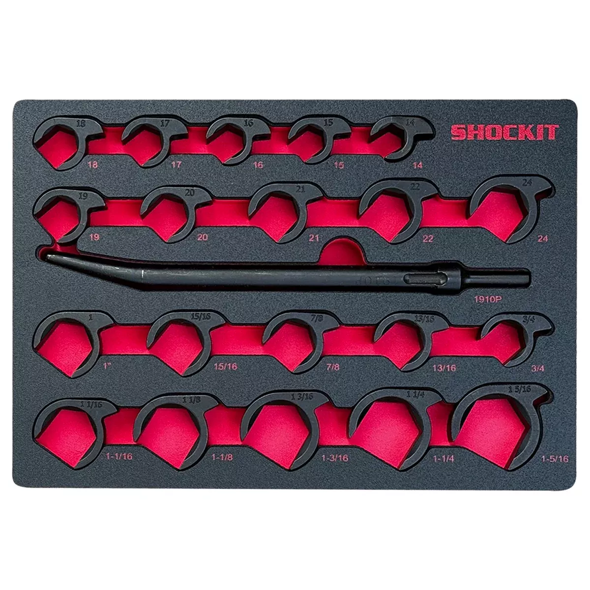 SHOCKIT Open End Crowfoot Wrench Socket Set with EVA Foam Tray Option, Industrial/Hydraulic Fitting Removal SAE/Metric