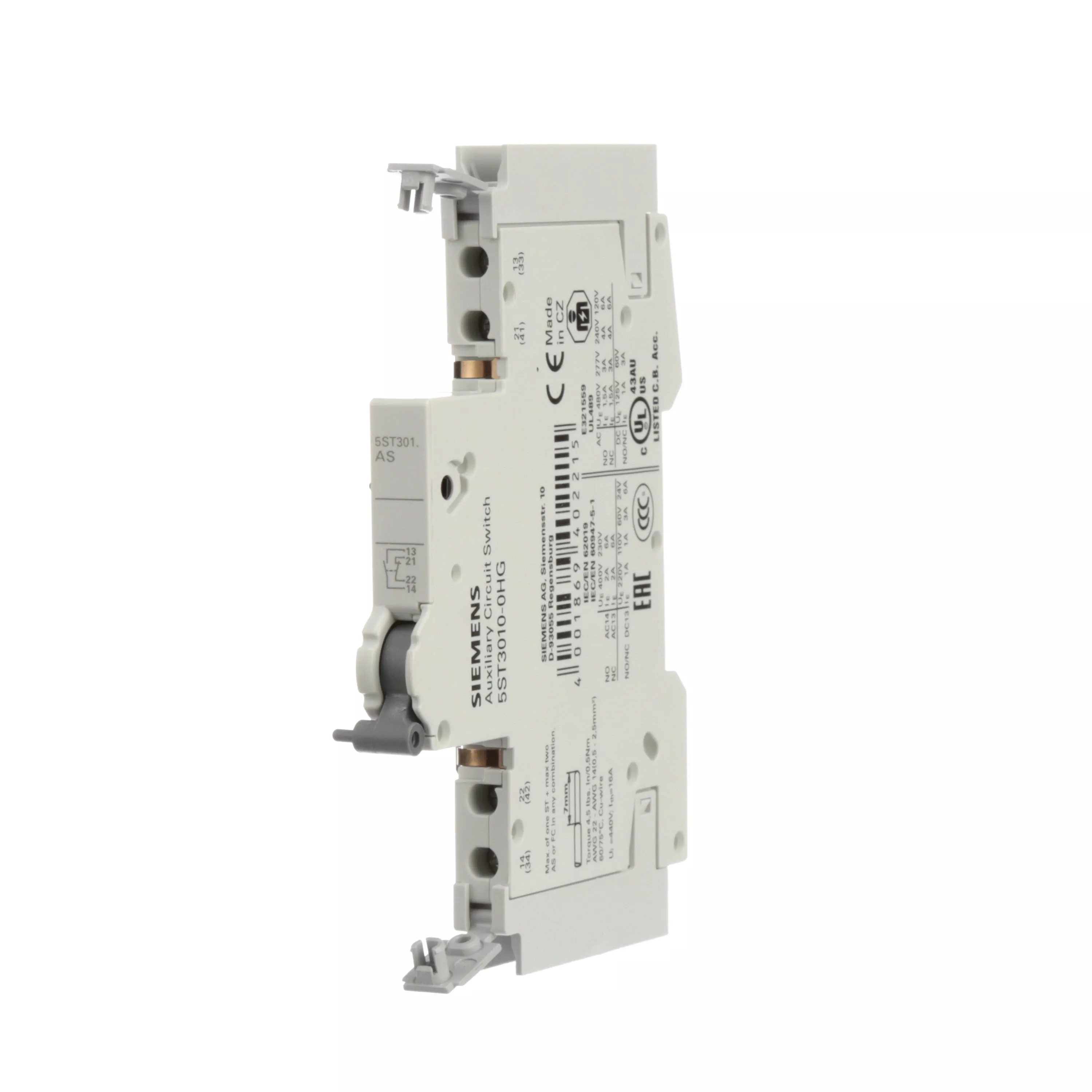 Siemens 5ST30100HG 1NO 1NC Circuit Breaker Auxiliary Switch
