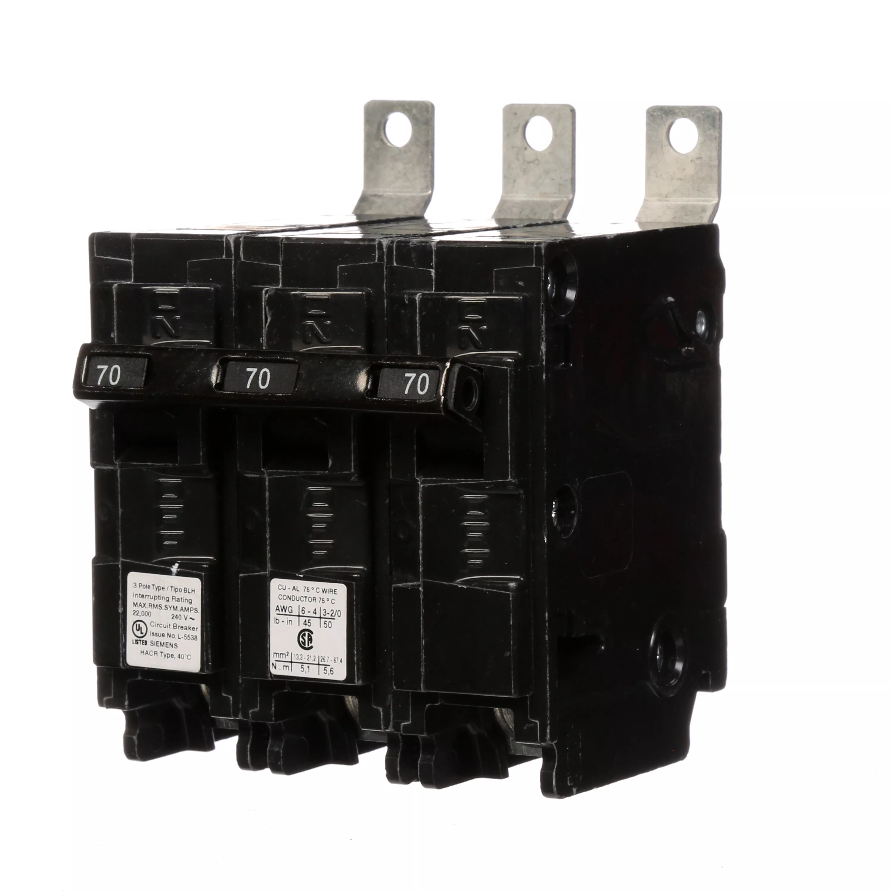 Siemens B370H 3-Pole 70 Amp 240 Volt 22 K Circuit Breaker