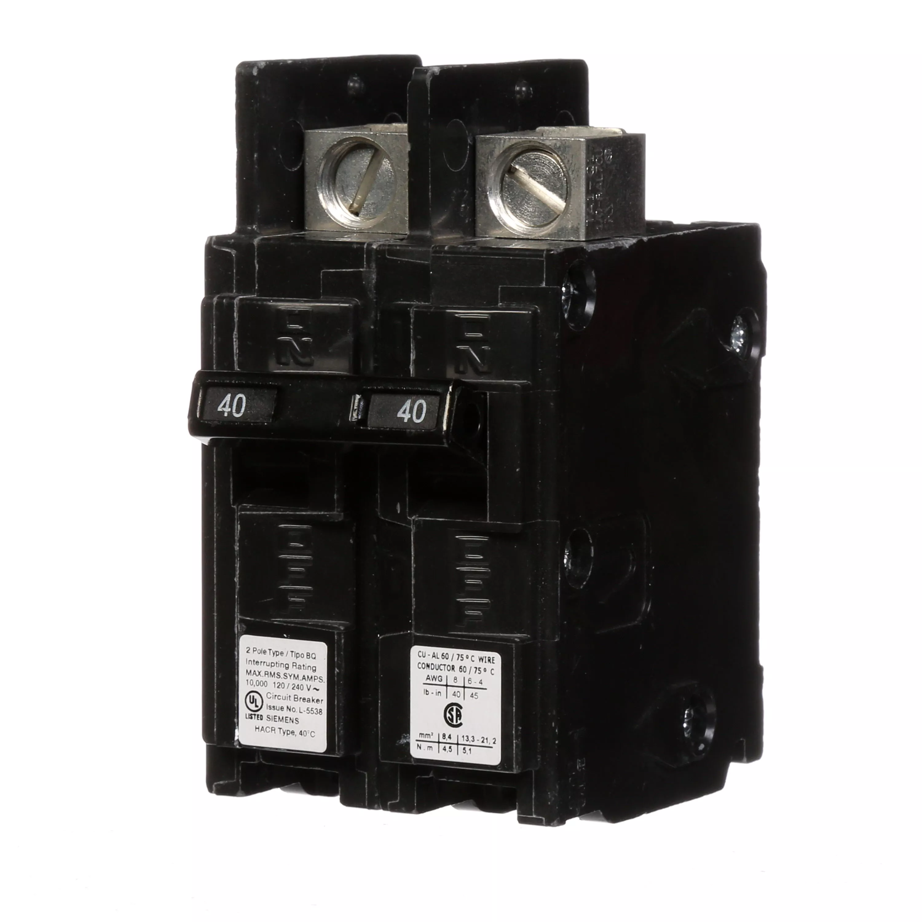 Siemens BQ2B040L BRKR BQ 2P 120/240V 40