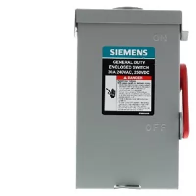 Siemens GF321NRA Low Voltage, Double-Break Enclosed Safety Switch, 3-Pole 4-Wire Fused Switch,