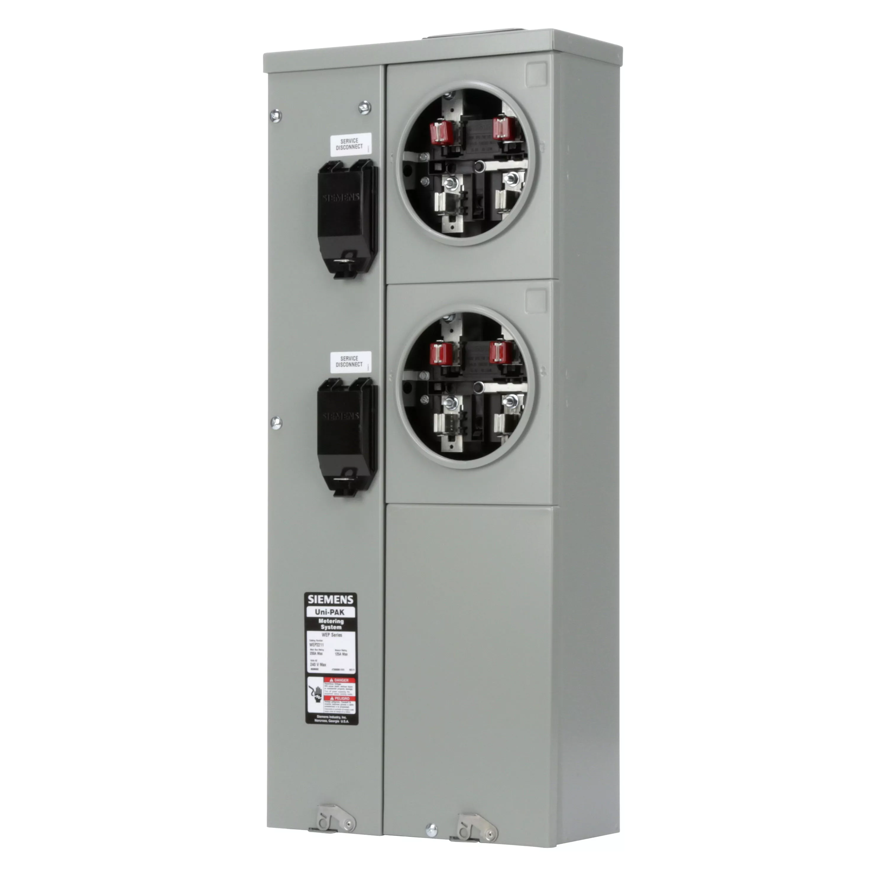 Siemens WEP2211 120/240 VAC 200 Amp 1-Phase 3-Wire Overhead/Underground Feed Direction Meter Center