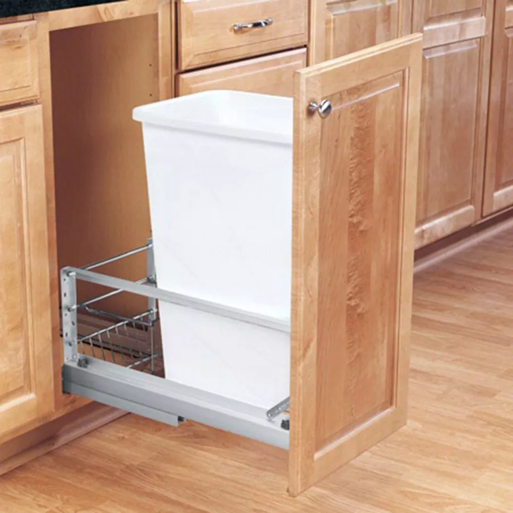 Single Aluminum Pullout Waste Containers, Rev-a-Shelf 5349 Series