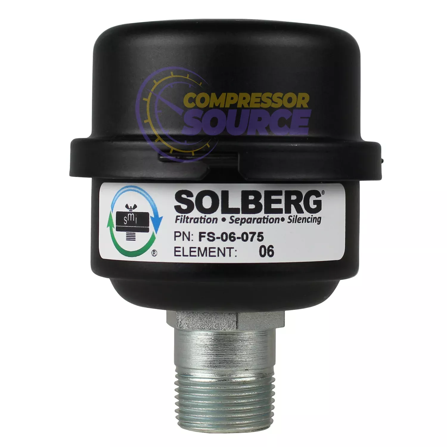 Solberg 3/4" NPT Air Compressor Intake Filter Silencer Metal Housing C