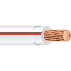 THHN #10 Stranded WHITE w/RED Stripe Wire, Copper Conductor (2500ft Reel)