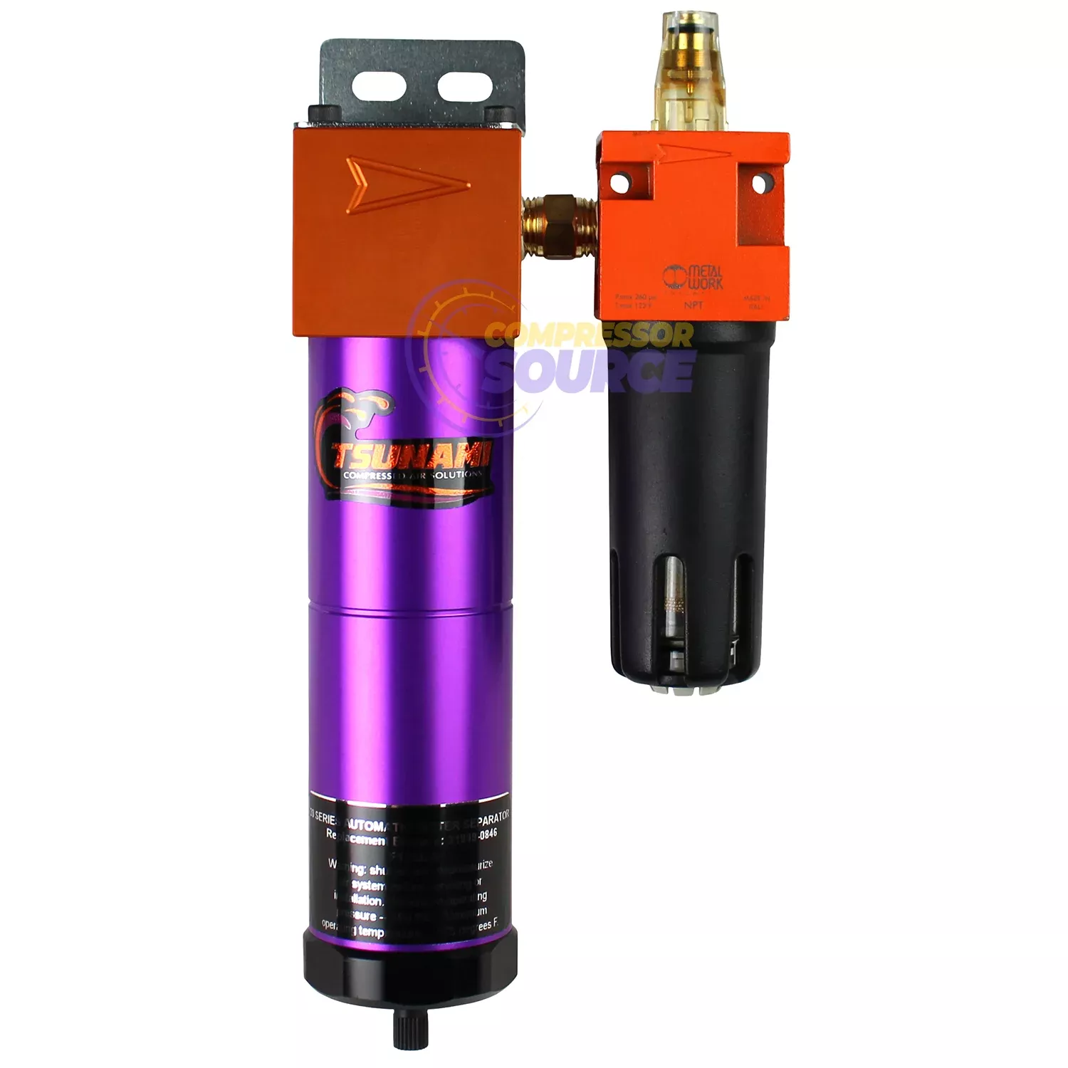Tsunami 1/4" NPT Filtration Package #1 FL Water Separator Lubricator 2