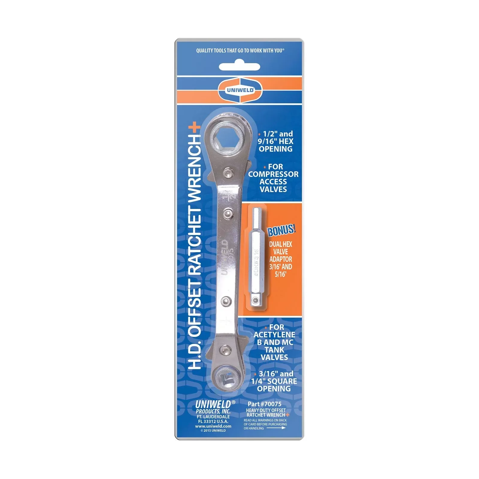 Uniweld 70075 Heavy Duty Offset Ratchet Wrench+