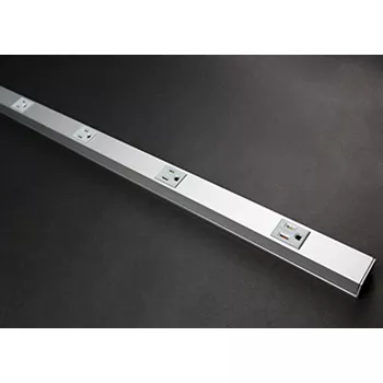 Wiremold AL20GB606 6 Foot x 1-7/16 x 1-1/8" Satin Anodized Aluminum 1-Channel Raceway Multi-Outlet Strip
