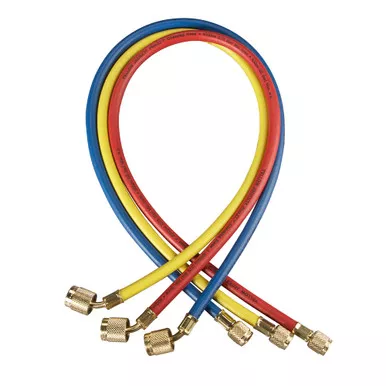 Yellow Jacket 21986 PLUS II 1/4" Double Barrier Charging Hose Set HAV Standard Fitting 72" - 3 Pack RYB