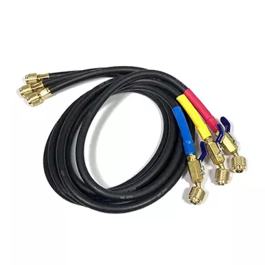 Yellow Jacket 29805 PLUS II 60" Charging Hose Set with 1/4" Compact Ball Valve Ends - 3 Pack Black