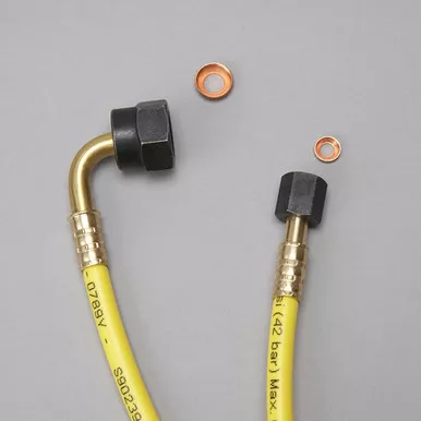 Yellow Jacket 78730 High Temperature Pressure Control Hose 1/4" Straight x 90 Degree - 30" Length
