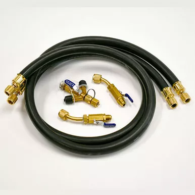 Yellow Jacket 93916 Deluxe MaxFlow Evacuation Hose Kit with 45° Angled Ball Valves, Large 1/2" OD Hoses 60", and Vacuum "Y" Core Removal Tool 1/4" with 5/16" Adapter
