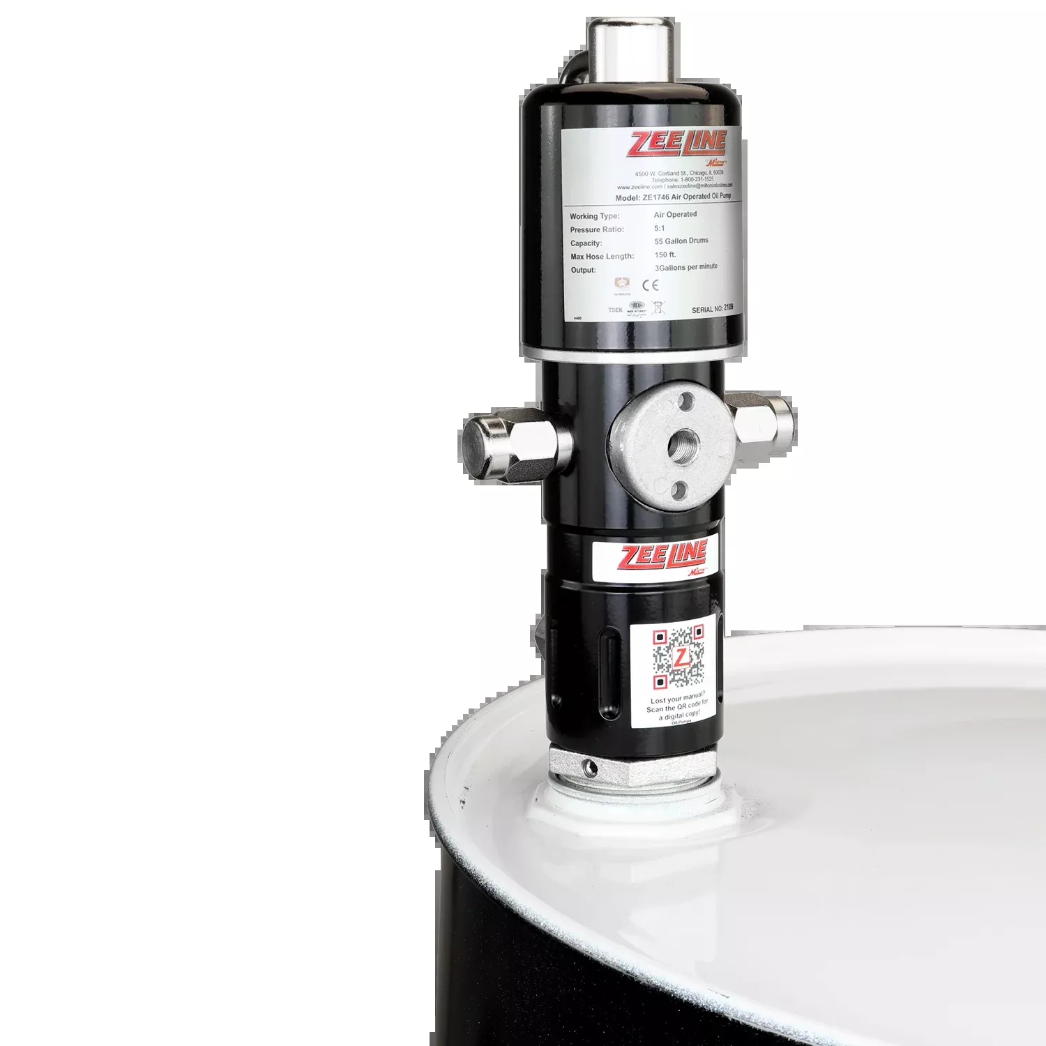 ZE1746 – 5:1 Pneumatic Piston Pump for 55-Gallon Drums