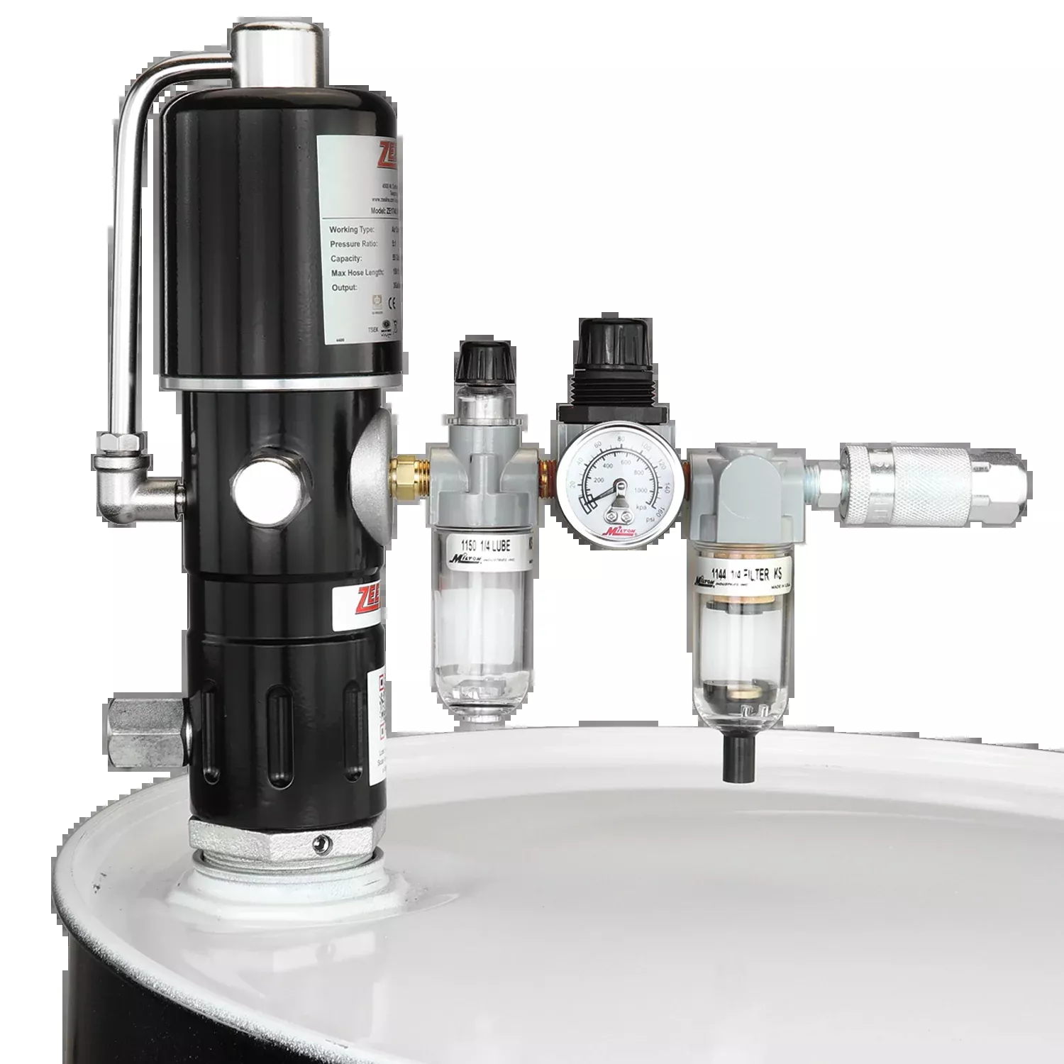 ZE1746K – 5:1 Pneumatic Piston Pump for 55-Gallon Drums w/FRL