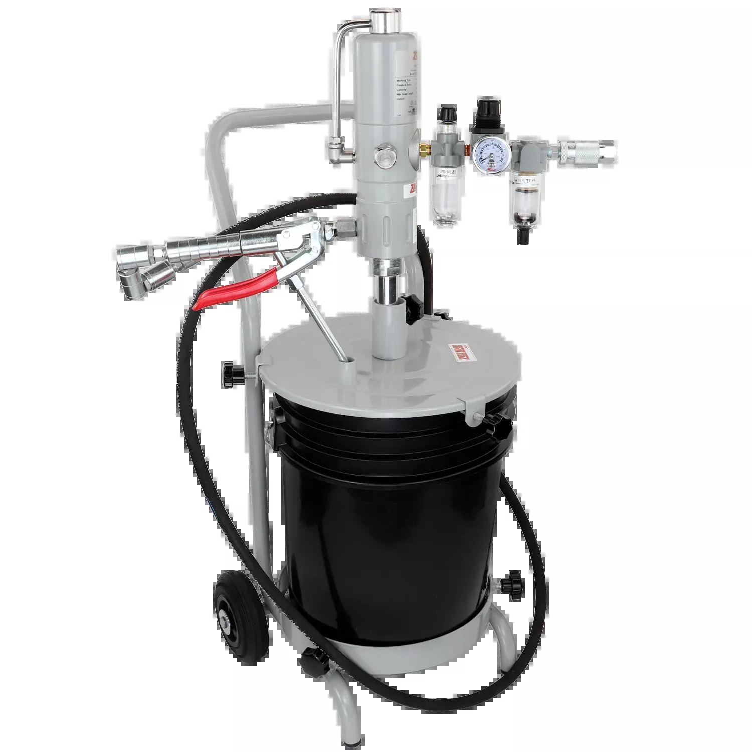 ZE3574KC – 45:1 Grease Pump for 25-50 Lbs. Pails Package w/Cart